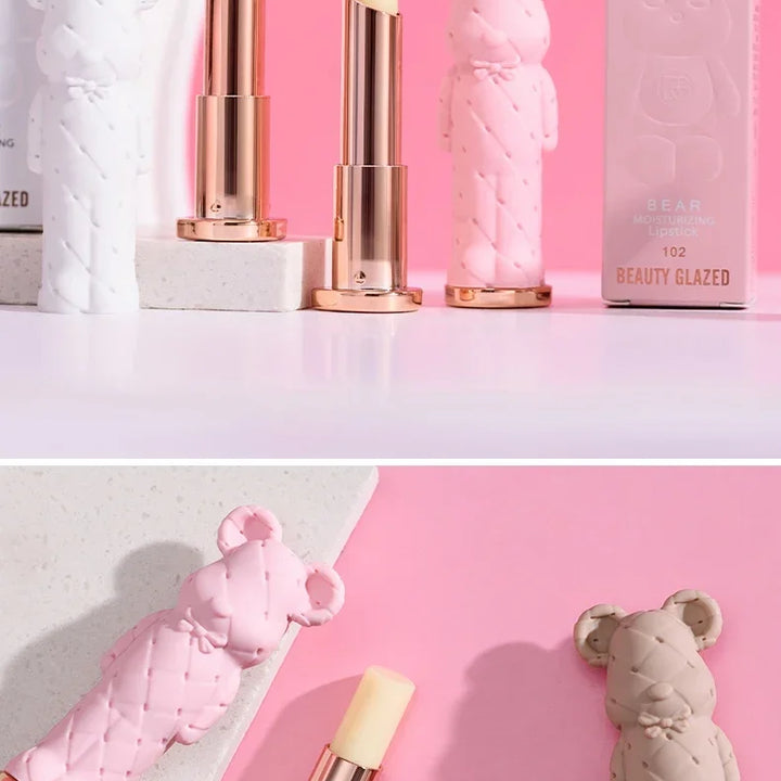Beauty Glazed Bear Moisturizing Lipstick,Colored Lip Balm,Nourishing Lip stick,Easy To Color,Watery