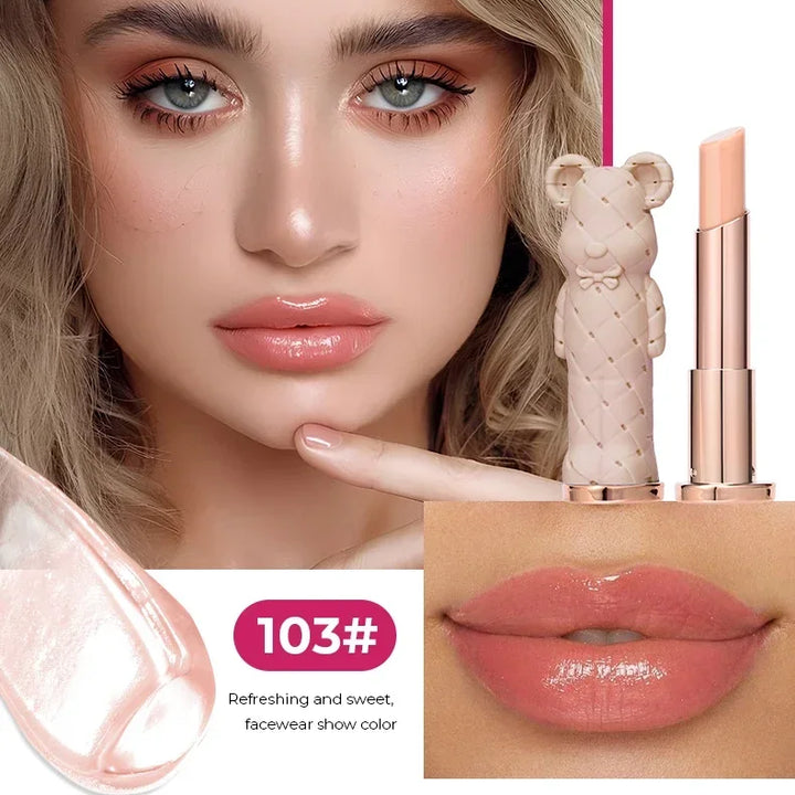 Beauty Glazed Bear Moisturizing Lipstick,Colored Lip Balm,Nourishing Lip stick,Easy To Color,Watery