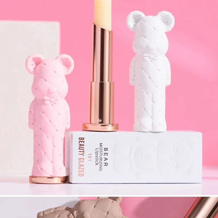 Beauty Glazed Bear Moisturizing Lipstick,Colored Lip Balm,Nourishing Lip stick,Easy To Color,Watery
